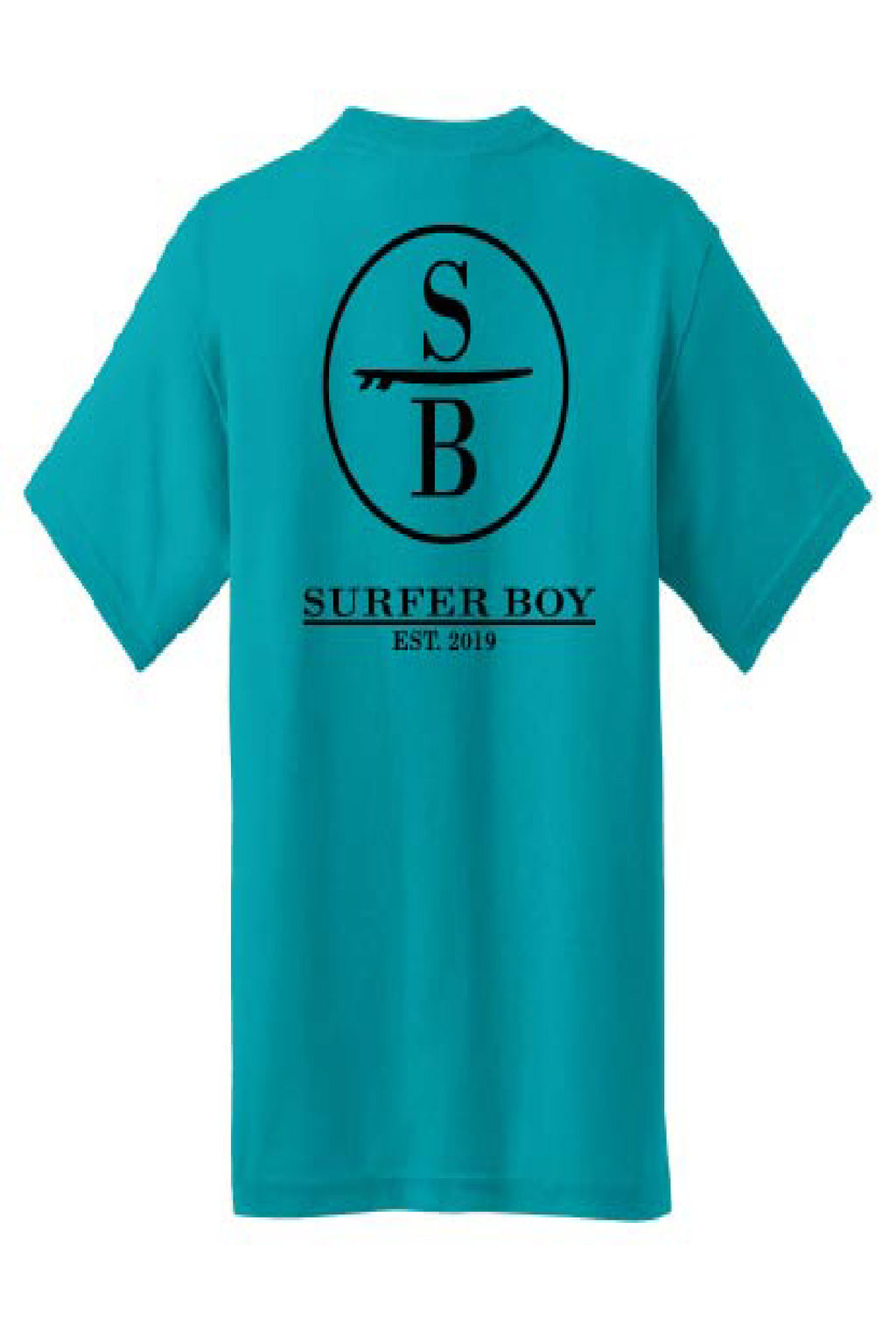 Single board turquoise t-shirt
