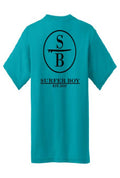 Single board turquoise t-shirt