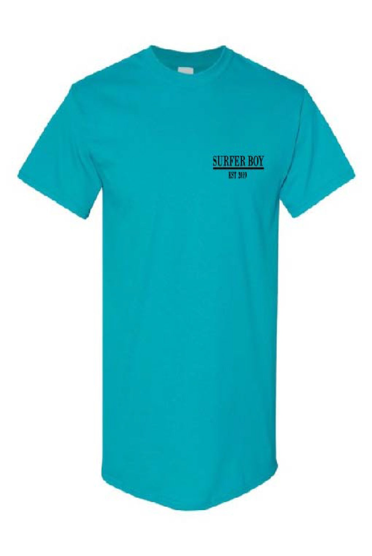Single board turquoise t-shirt